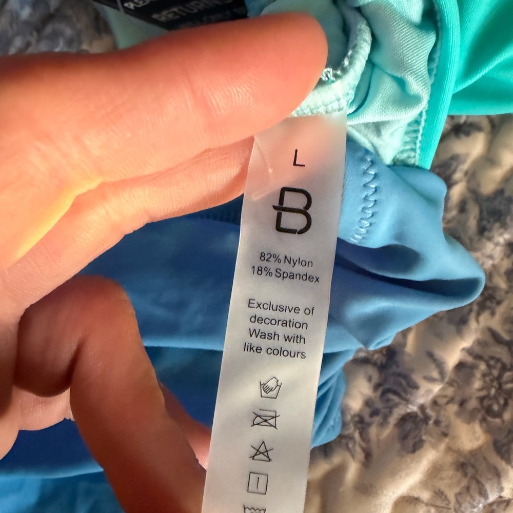 Chic Blue and Teal One-Piece Swimsuit - Picture 9 of 11